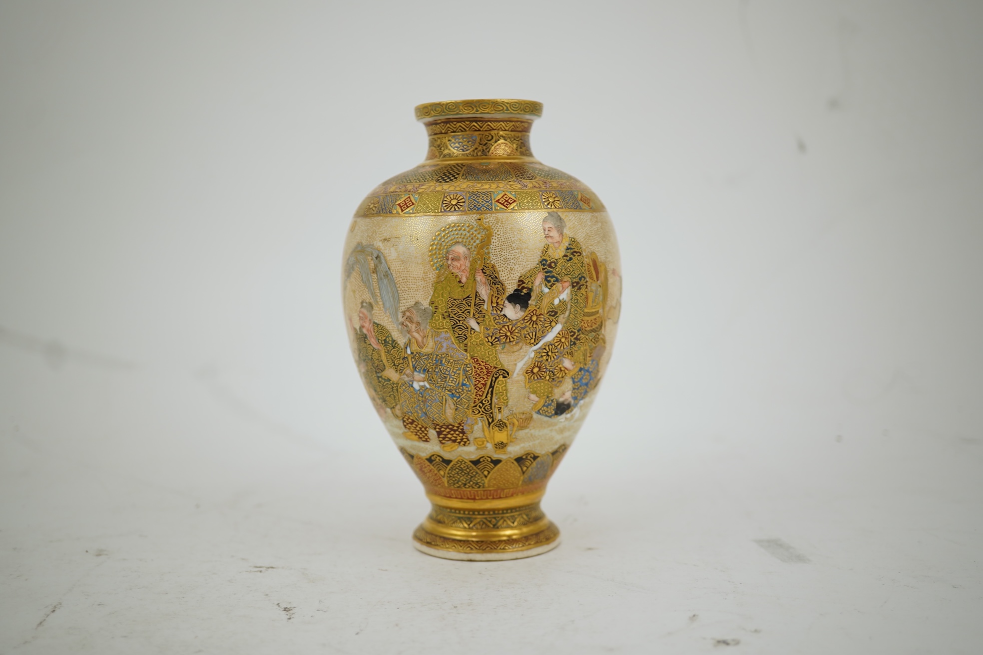 A Japanese small Satsuma vase, by Hattori, Meiji period